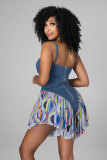 Colorful Print Patchwork Sling Romper XHXF-8595
