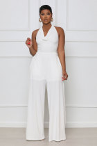 Solid Color Halterneck Backless Jumpsuit XHXF-8649