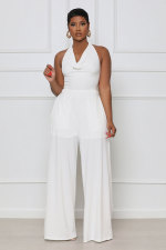 Solid Color Halterneck Backless Jumpsuit XHXF-8649