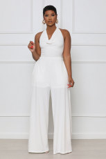 Solid Color Halterneck Backless Jumpsuit XHXF-8649