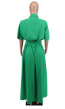 Solid Color Loose Long Sleeve Shirt Dress XHXF-914