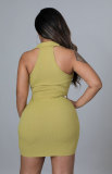 Solid Color Lapel Neck Mini Dress XHXF-296