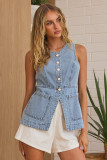 Single Breasted Sleeveless Denim Vest GYAN-89128