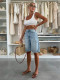 Loose Washed Holes Denim Short GYAN-8919