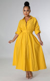 Solid Color Long Sleeve Maxi Dress XHXF-932