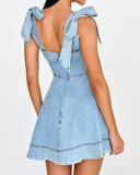 Fashion Sling Tie Up Denim Mini Dress GYAN-9026