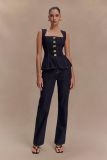 Sleeveless Tops Hight Waist Pants Denim 2 Piece Set GYAN-30857