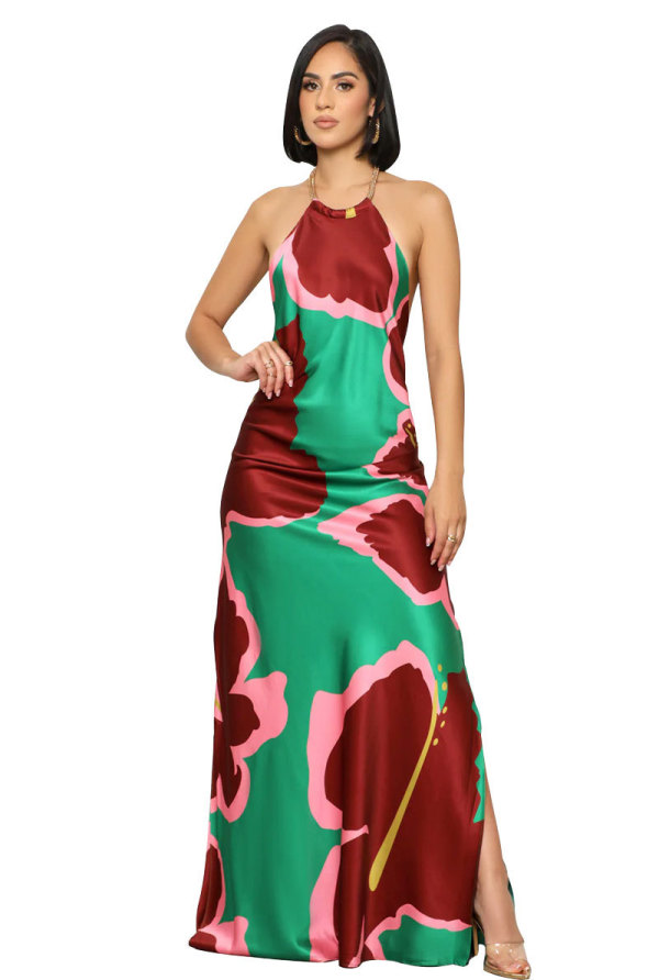 Sexy Print Sleeveless Backless Maxi Dress XHXF-422