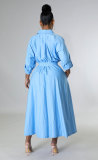 Solid Color Long Sleeve Maxi Dress XHXF-932