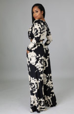 Long Sleeve Print Two Piece Pants Set XHXF-8635