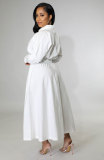 Solid Color Long Sleeve Maxi Dress XHXF-932