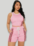 Casual Sleeveless Tank Top Two Piece Shorts Set FENF-6061