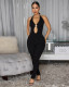 Solid Color Hollow Out Backless Jumpsuit FENF-6056