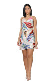 Halterneck Print Backless Mini Dress XHXF-309