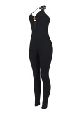 Solid Color Hollow Out Backless Jumpsuit FENF-6056