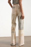 Retro Loose Print Straight Jeans GYAN-890