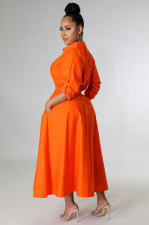 Solid Color Long Sleeve Maxi Dress XHXF-932