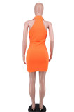 Solid Color Lapel Neck Mini Dress XHXF-296