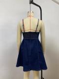 Sexy Denim Sling Mini Dress GYAN-8993