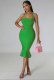 Solid Color Halterneck Casual Midi Dress XHXF-357