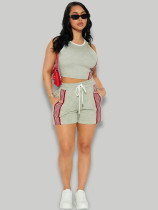 Casual Sleeveless Tank Top Two Piece Shorts Set FENF-6061