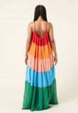Colorful Patchwork Sling Loose Maxi Dress XHXF-253