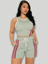 Casual Sleeveless Tank Top Two Piece Shorts Set FENF-6061