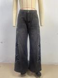 Five-Pointed Star Loose Straight Jeans GYAN-89388