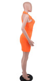 Solid Color Lapel Neck Mini Dress XHXF-296