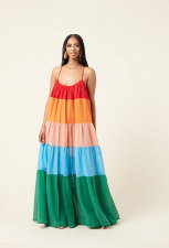 Colorful Patchwork Sling Loose Maxi Dress XHXF-253