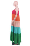 Colorful Patchwork Sling Loose Maxi Dress XHXF-253