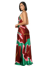 Sexy Print Sleeveless Backless Maxi Dress XHXF-422