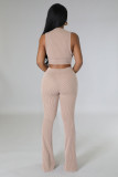 Solid Color Sleeveless Two Piece Pants Set FENF-5001