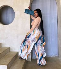 Fashion Print Patchwork Loose Pant GXHF-2011
