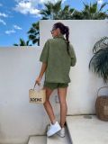 Loose Short Sleeve Denim Two Piece Shorts Set GYAN-8996