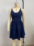 Sexy Denim Sling Mini Dress GYAN-8993