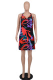 Halterneck Print Backless Mini Dress XHXF-309