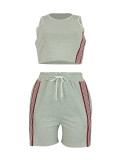 Casual Sleeveless Tank Top Two Piece Shorts Set FENF-6061