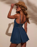 Sexy Denim Sling Mini Dress GYAN-8993