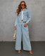 Fashion Denim Long Sleeve Two PIece Pants Set GYAN-8978
