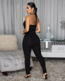 Solid Color Hollow Out Backless Jumpsuit FENF-6056