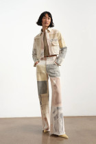 Retro Loose Print Straight Jeans GYAN-890