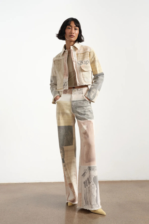 Retro Loose Print Straight Jeans GYAN-890