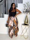 Fashion Print Patchwork Loose Pant GXHF-2011