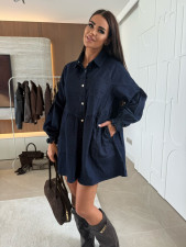 Long Sleeve Loose Denim Shirt Dress GYAN-89233