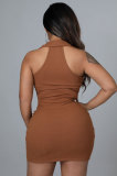 Solid Color Lapel Neck Mini Dress XHXF-296