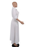 Solid Color Long Sleeve Maxi Dress XHXF-932