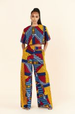Short Sleeve Print Top Wide Leg Pants 2 Piece Set XHXF-8580