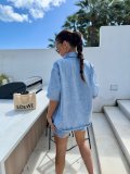 Loose Short Sleeve Denim Two Piece Shorts Set GYAN-8996