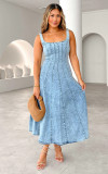 Sleeveless Slim Denim Dress GYAN-8951